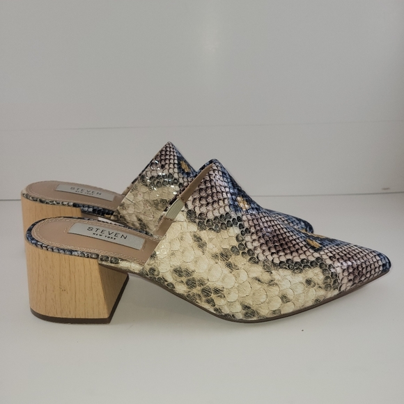 NWOT Steven by Steve Madden Faux Snakeskin Pointed Mule Heels 7.5 - Picture 6 of 7